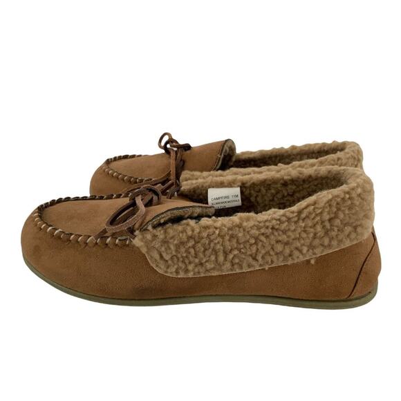 Deer Stags Mens Campfire Brown Slip On Faux Fur Moccasin Slippers Shoes Size 11M - Picture 1 of 8